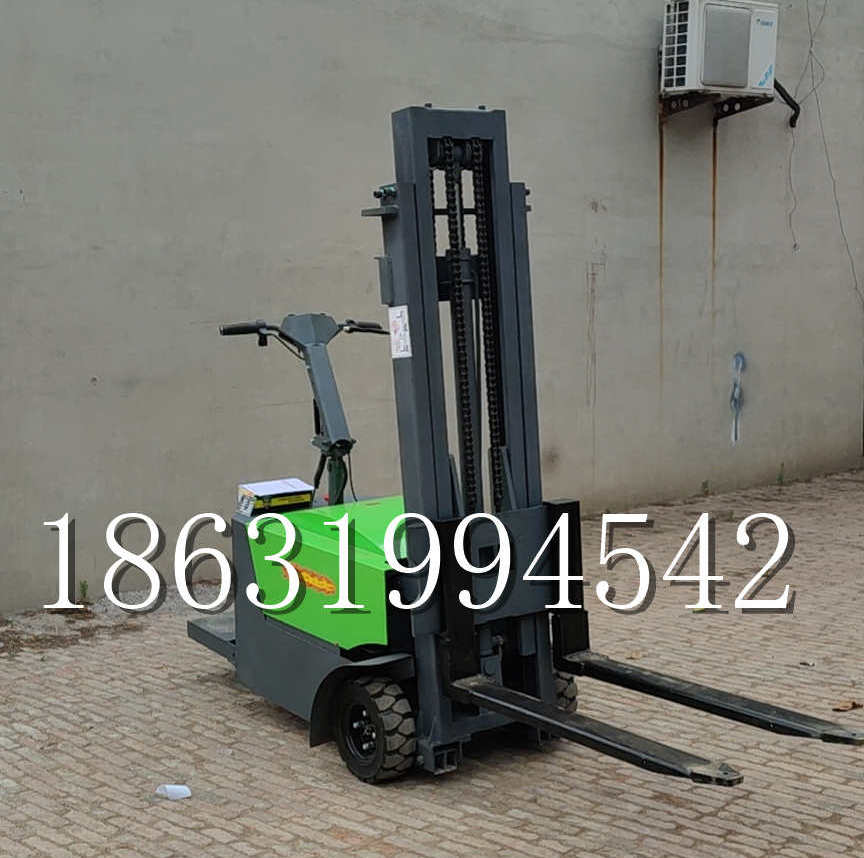随州市优程全电动叉车插腿式堆高车液压装卸车1.5吨升高小型站驾式铲车